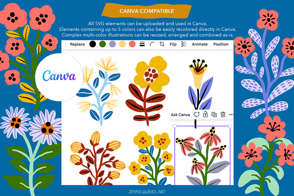 Dopamine Flowers – Vector Design Kit, a Decorative Illustration by Jenny Quince (Photo 9 of 15)