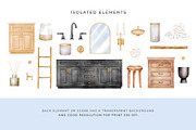 Watercolor Bathroom Creator, a Decorative Illustration by Kotulska (Thumbnail 6 of 16)