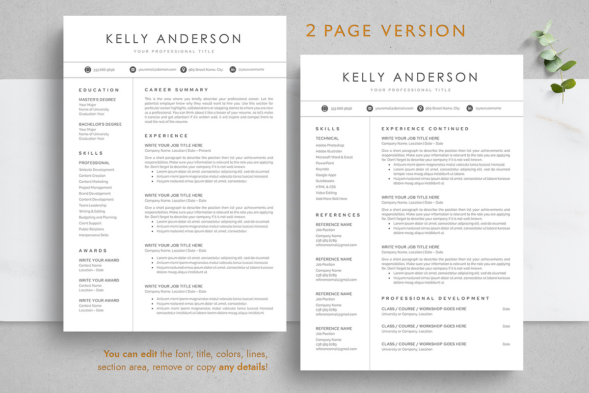 Resume CV Template, a Resume Template by TheStandOutResume (Photo 3 of 8)