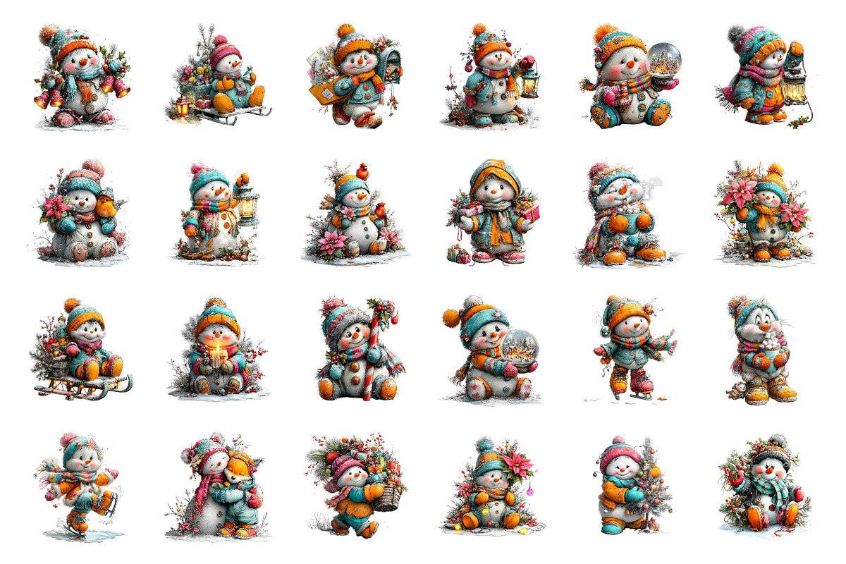 Cute Christmas Snowman Clipart PNG, a Seasonal Illustration by fashionaddict (Photo 4 of 6)