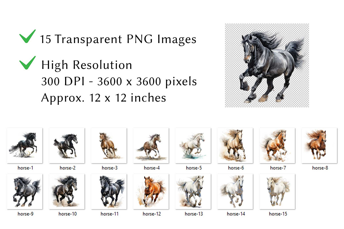 Running Horse Watercolor Clipart, an Animal Illustration by milkghost (Photo 2 of 2)
