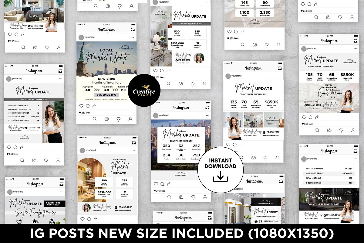 Market Update Instagram Posts Canva, a Social Media Template by CreativeVinesStore (Photo 3 of 6)