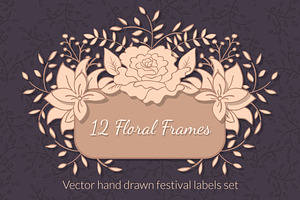 12 Floral Hand drawn Frames