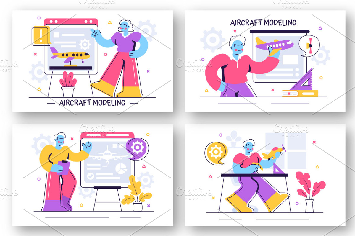 10 Aircraft Modelling Illustration, a Person Illustration by denayunebgt (Photo 3 of 4)