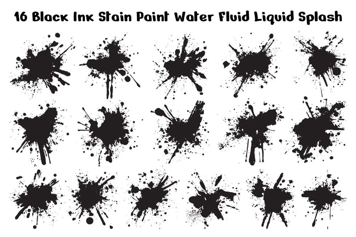 16 Black Ink Paint Water Splash, a Decorative Illustration by jongcreative (Photo 1 of 7)