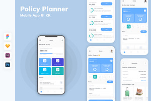 Policy Planner Mobile App UI Kit, an UI Kit Template by uicube