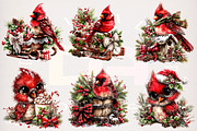 Whimsical Christmas Cardinal Clipart, a Transportation Illustration by Digital Artistic99 (Thumbnail 2 of 7)