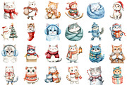 Snow Cats Compositions Winter PNG, an Illustration by Sublimation Artist (Thumbnail 2 of 6)