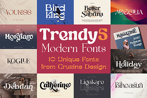 Trendy & Modern Fonts 5 - 10 Sets