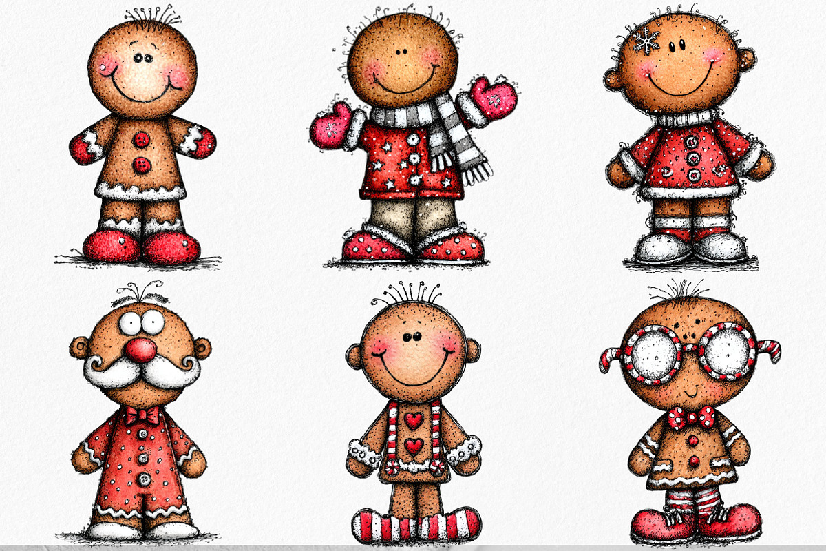 Whimsical Gingerbread Man Clipart, an Illustration by Canvas Craft (Photo 3 of 7)