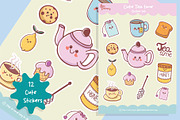 Kawaii Tea Time Sticker Set, an Illustration by Dori Debreceni draws (Thumbnail 1 of 2)