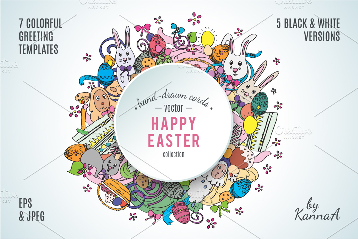 Happy Easter template greetings set, a Background Graphic by KannaaDesign (Photo 1 of 5)