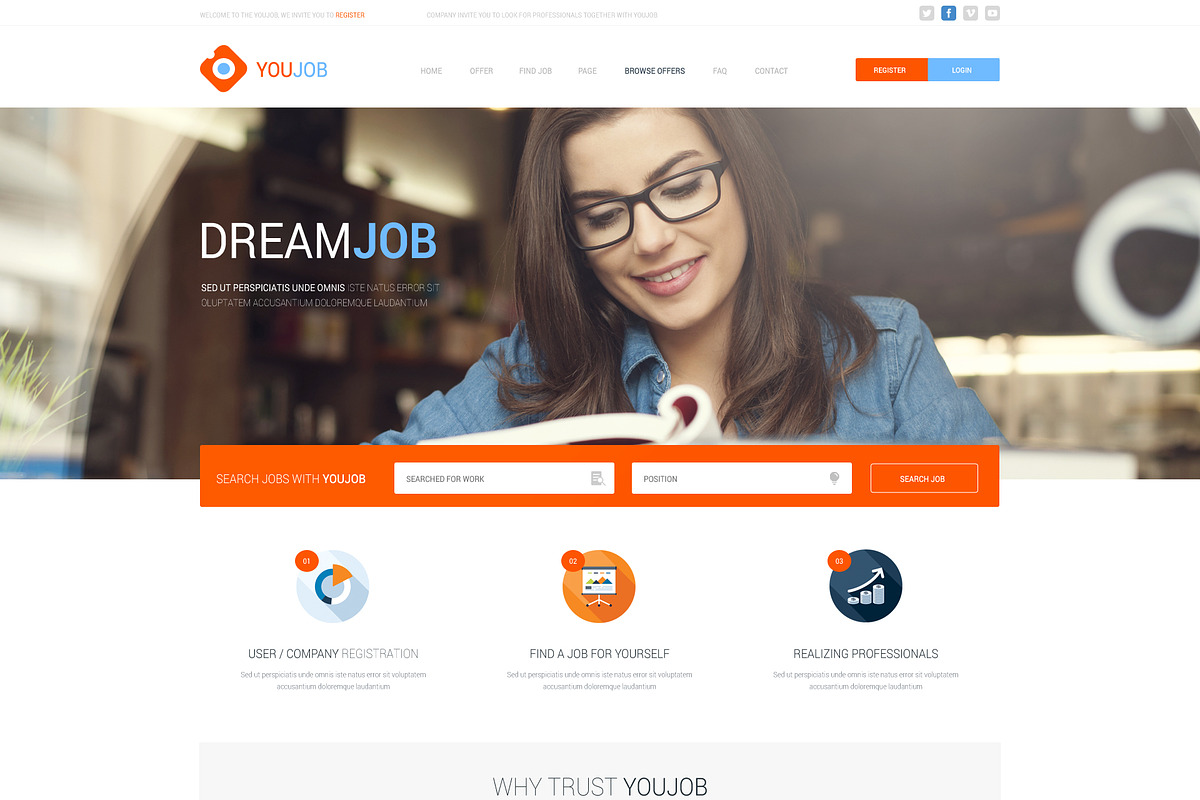 YouJob - Job Portal (HTML+PSD), a HTML Template by KulStudio (Photo 1 of 5)