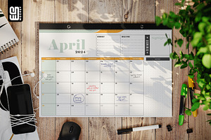 Wall Or Desk Calendar Planner Mockup