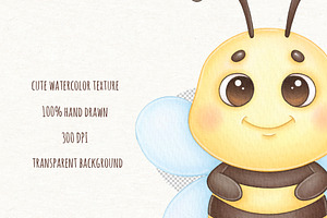 Cute Honey Bee Watercolor Clipart