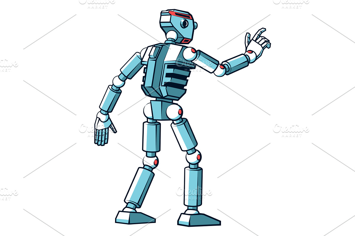 Humanoid robot pressing something, a Technology Illustration by Agor2012 shop