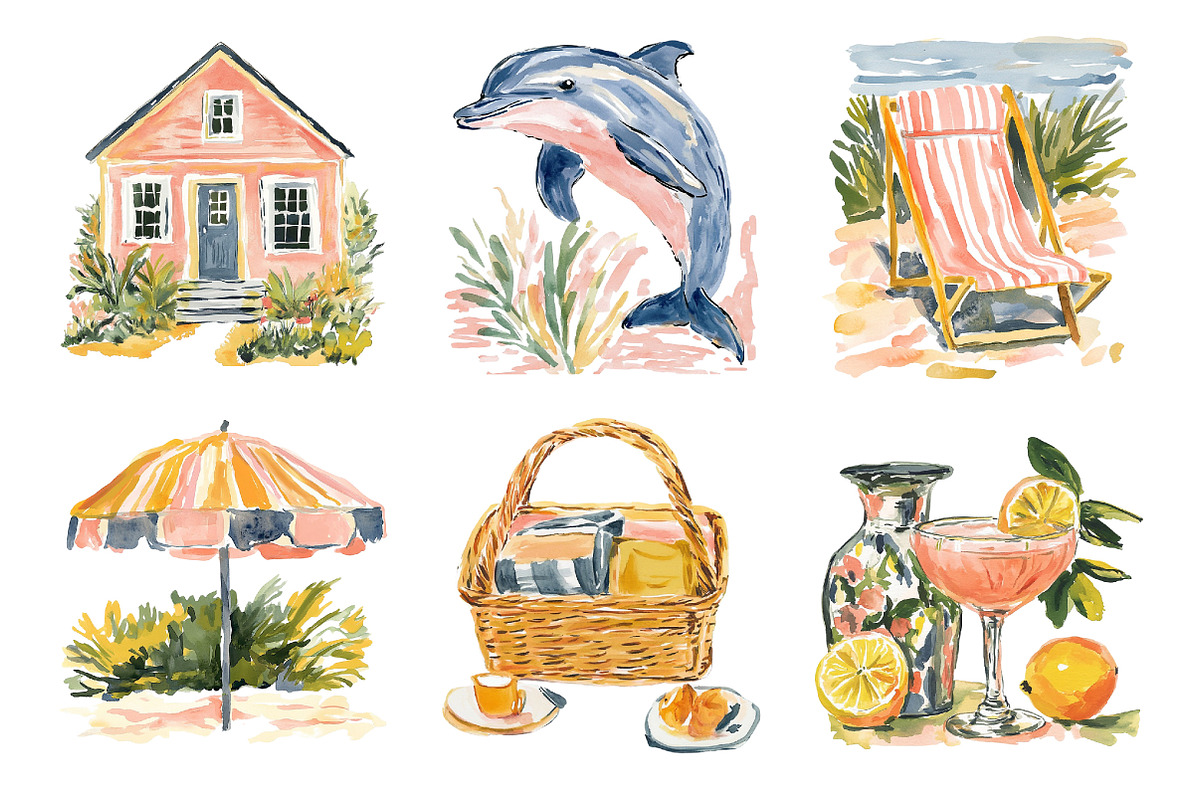 Preppy Coastal Clipart Set, an Illustration by Libby Wishes (Photo 4 of 4)