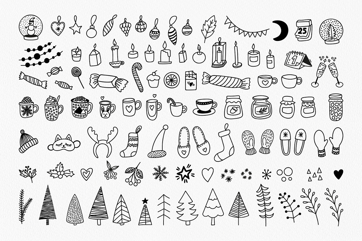 Christmas Doodles Vector Graphics, a Seasonal Illustration by Anntre (Photo 3 of 3)
