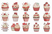 Valentine Cupcakes Clipart, an Illustration by Libby Wishes (Thumbnail 3 of 6)