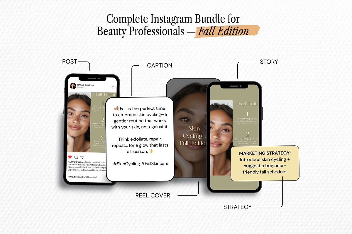 Skincare Instagram Templates Bundle | Fall Season Beauty Social Media preview 5