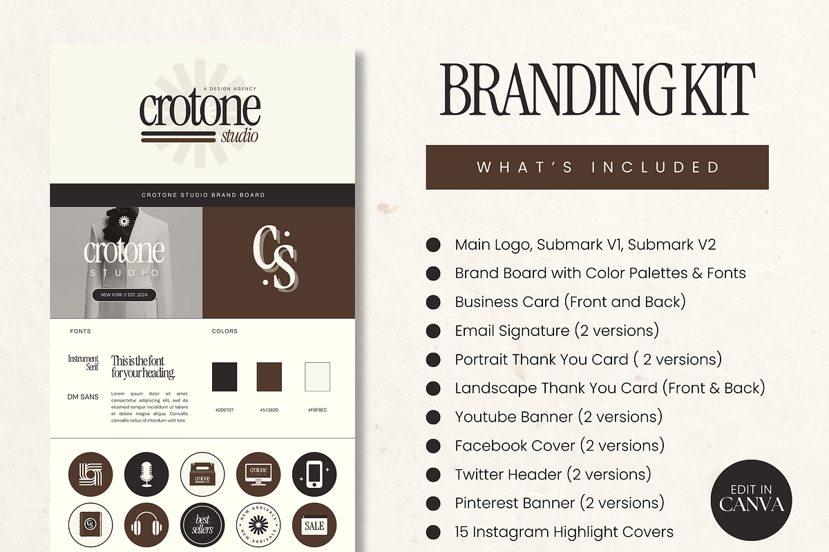 Canva Modern Branding Kit Template, a Branding & Logo Template by Branding Babe Co. (Photo 2 of 9)