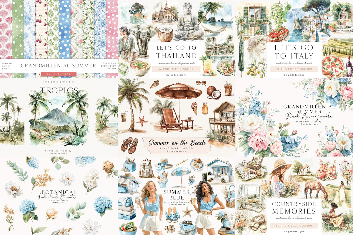 Summer & Travel Bundle, a Seasonal Illustration by PeDe Designs (Photo 4 of 15)