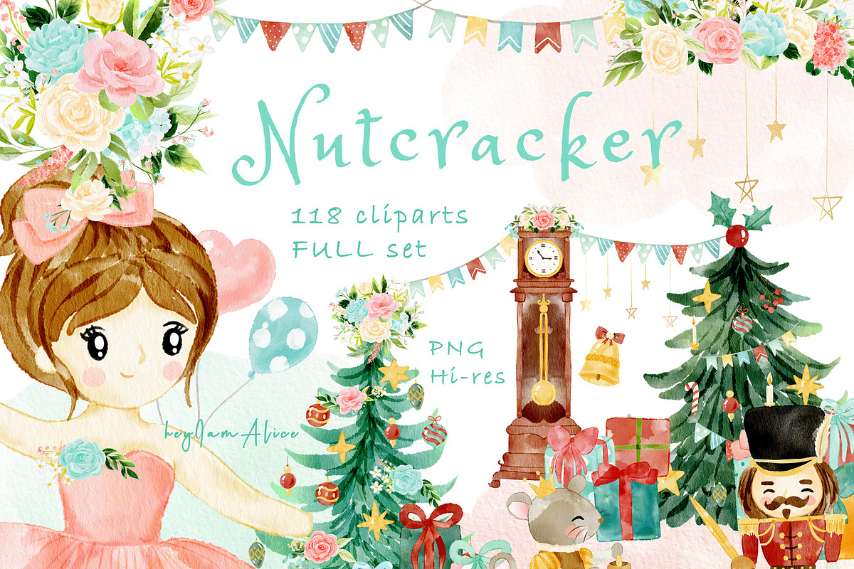 Nutcracker Christmas clipart, a Decorative Illustration by heyiamalice (Photo 1 of 13)