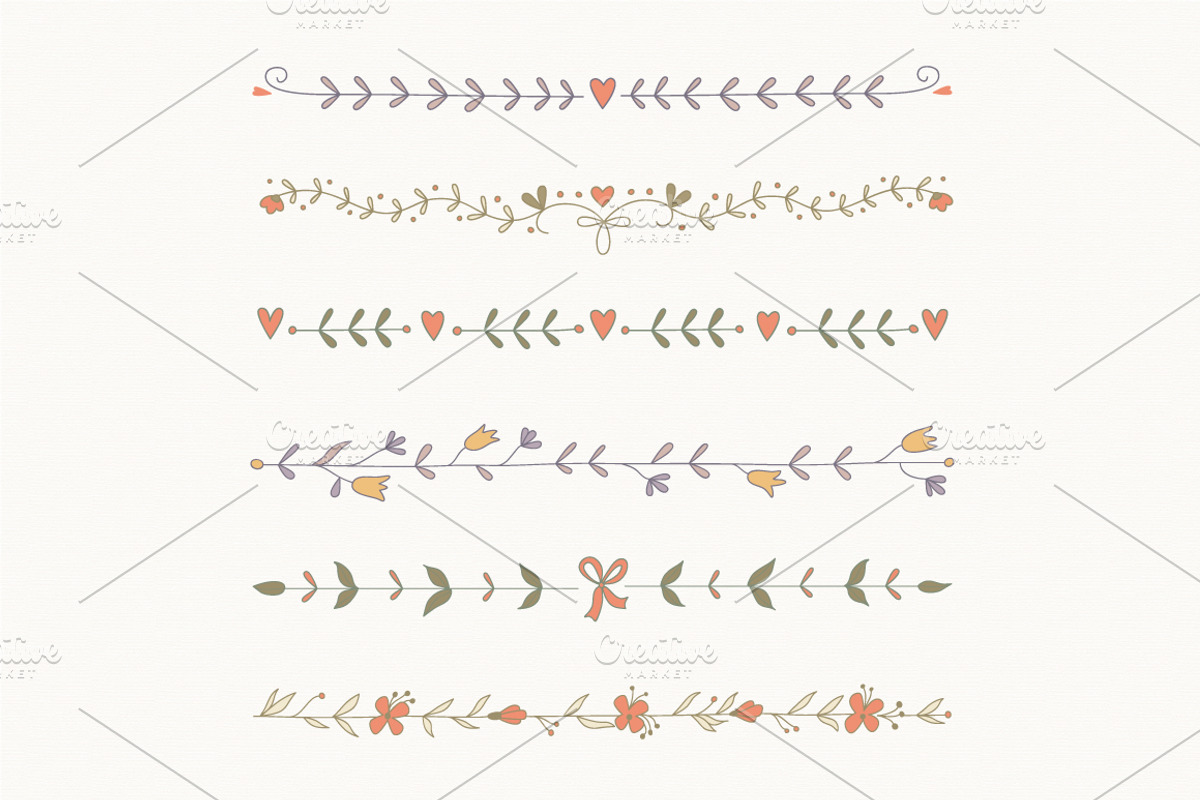 Floral borders set, a Decorative Illustration by Blue Ink Studio (Photo 3 of 3)