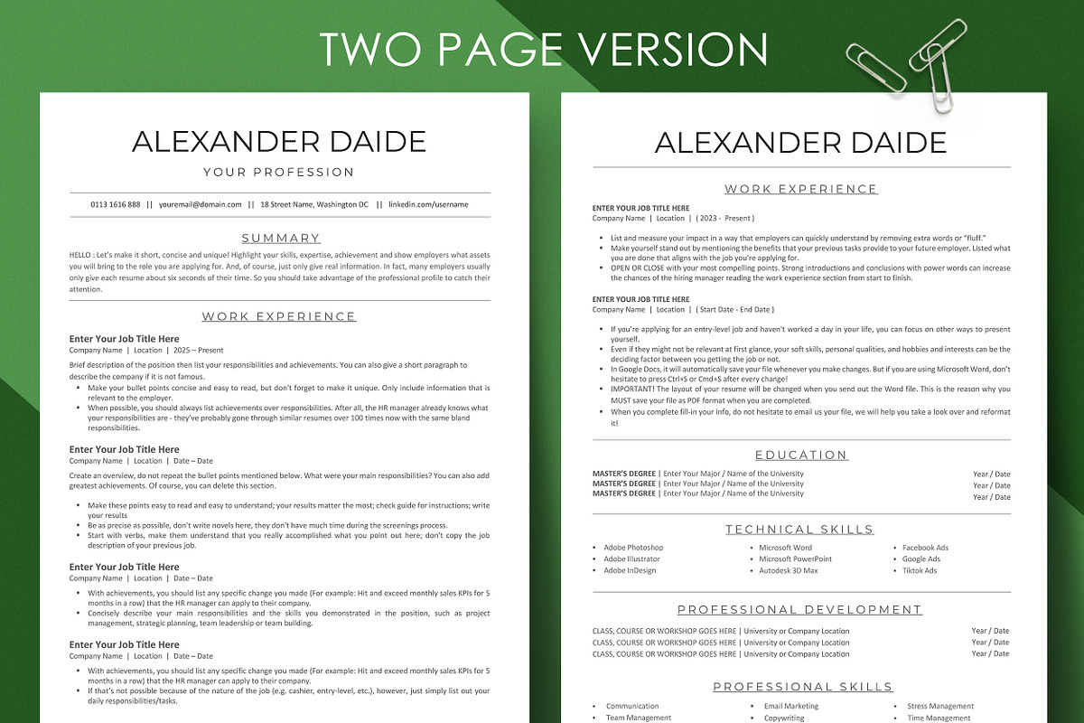 ATS Friendly Resume Template, a Resume Template by resumetemplathttps://d3es (Photo 3 of 10)
