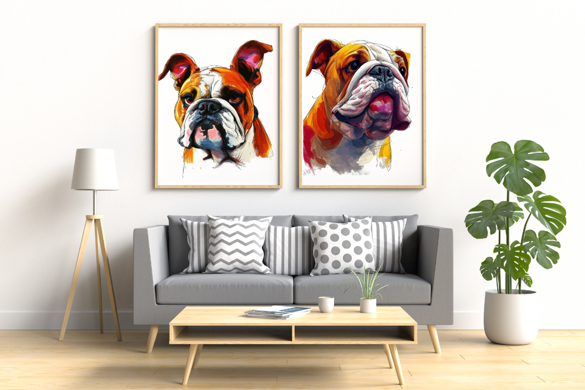 Caricature Cartoon British Bulldogs, an Animal Illustration by PrintHaven Designs (Photo 7 of 9)