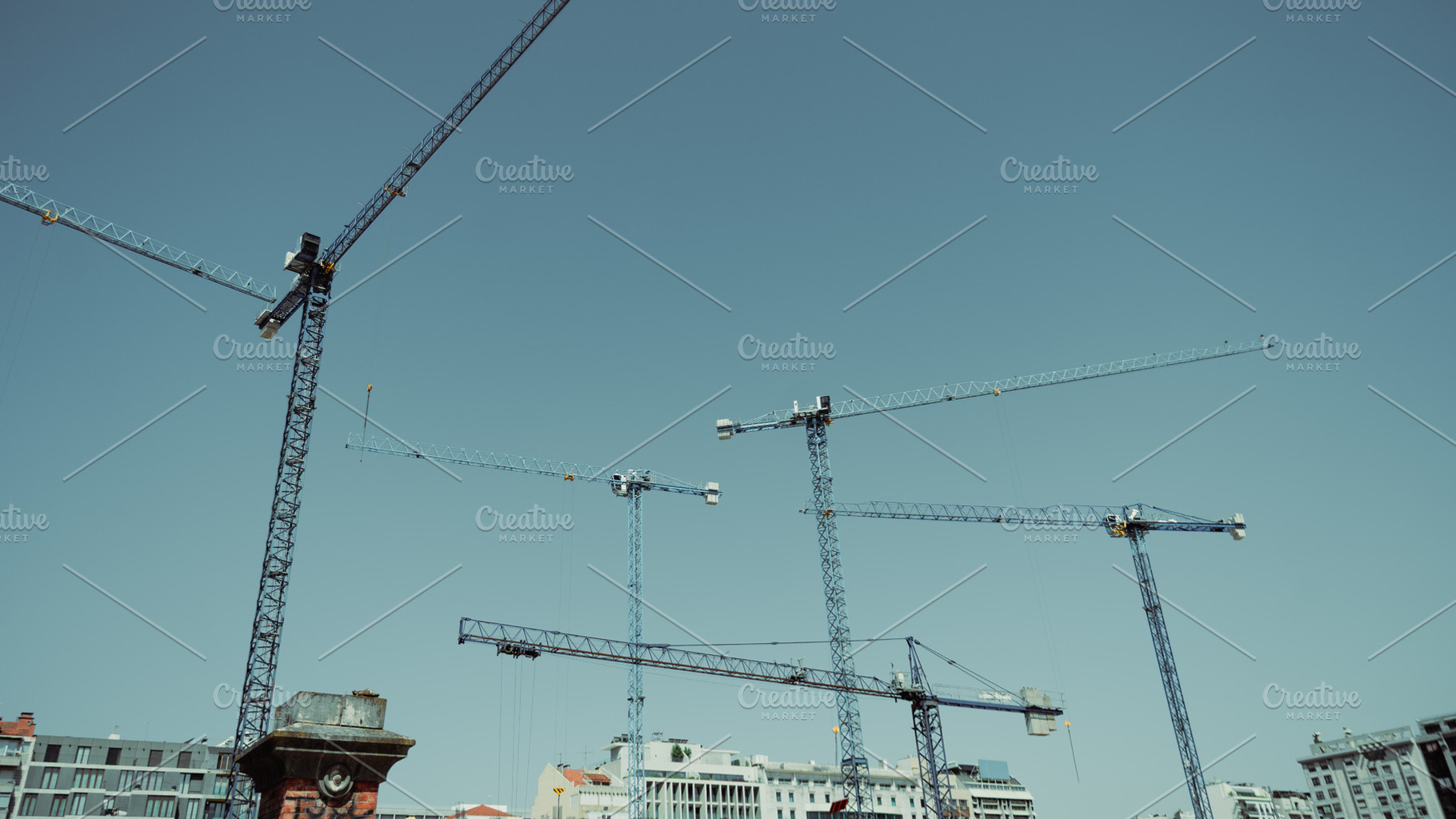 Wide-angle Urban Crane Skyline, an Industrial Photo by SkyNext