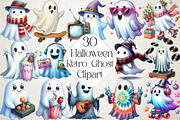 Funny Retro Halloween Ghost Clipart, an Illustration by DreamPrint404 (Thumbnail 1 of 6)