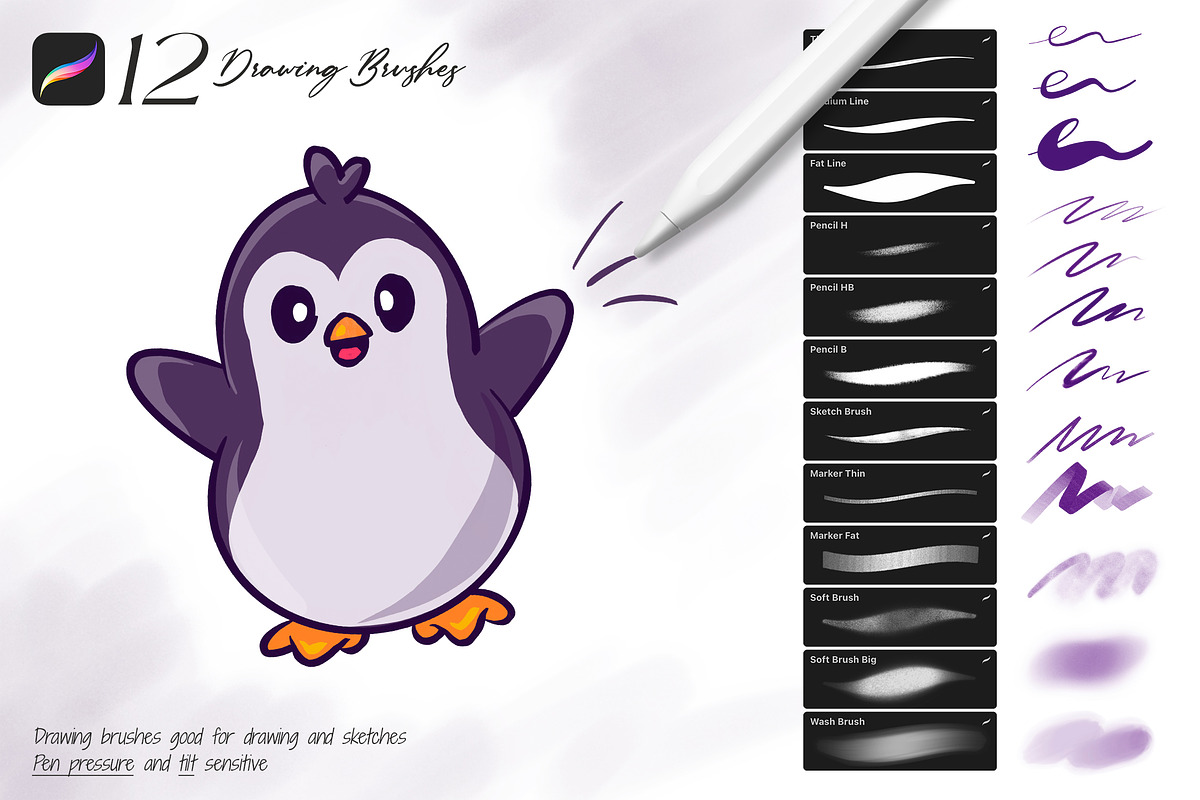 Drawing Procreate Brushes, a Brush Add-On by Andrew Skoch Design (Photo 1 of 5)
