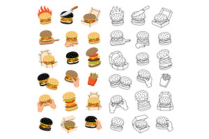 Burger in vertical banner. Beef, a Food Illustration by GraphiShop