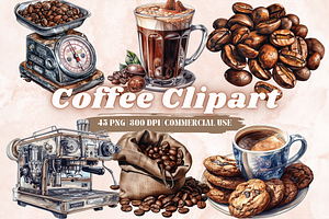 Watercolor Coffee Break Clipart PNG