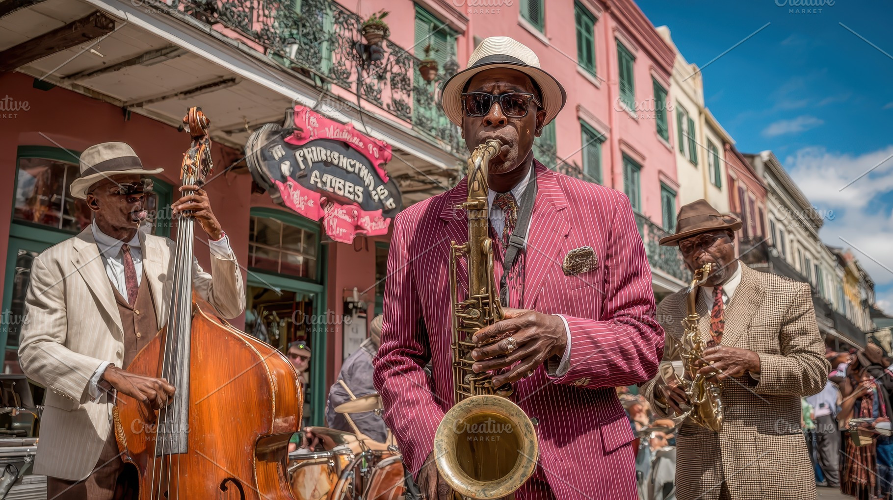 New Orleans Jazz Band Street Perform, an Abstract Photo by Pixeness Studio