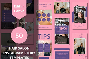 Hair Salon Story Canva Templates, a Templates & Theme by BoontenStudio
