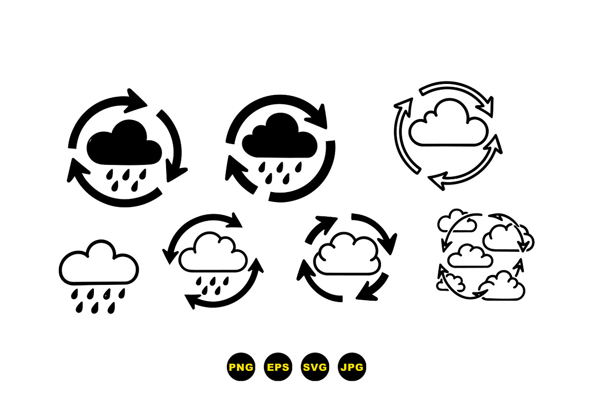 Rain Cloud Weather Icon Set, an Illustration by designvectx (Photo 3 of 3)