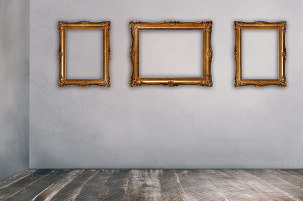 Luxury golden picture frames on rust, a Wallpaper Photo by hitdelight