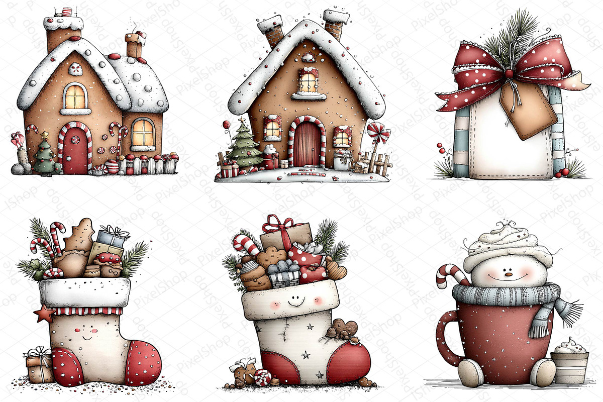 Whimsical Christmas Clipart Bundle, an Illustration by DreamPrint404 (Photo 3 of 6)
