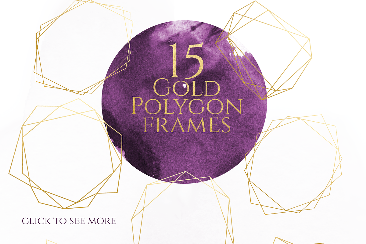 Gold Polygon Frames, an Object Graphic by Dream in Watercolor