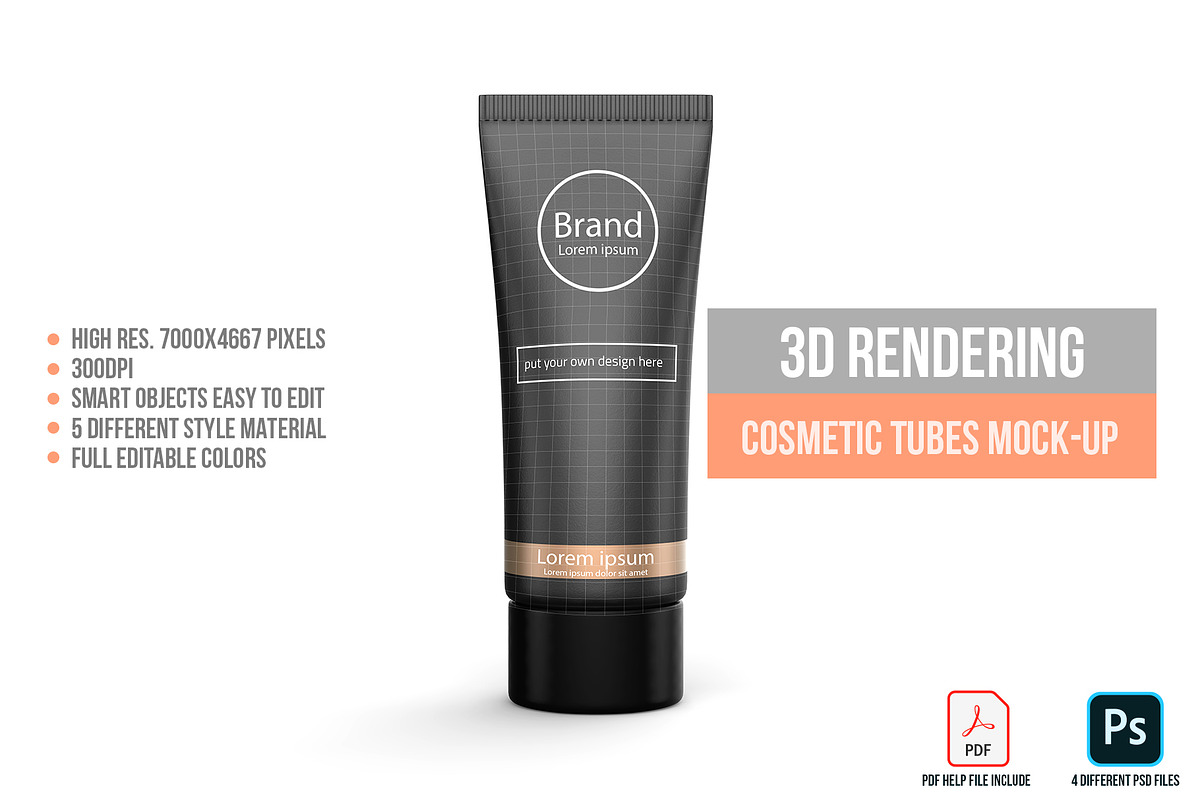 3D Rendering Cosmetic Tubes Mock-up, a Packaging Mockup by graystudio (Photo 21 of 50)