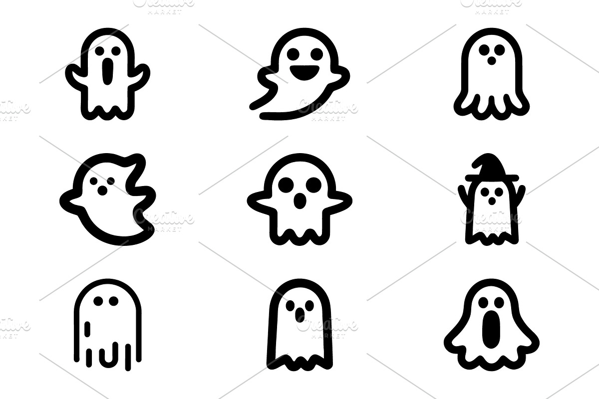 Whimsical Ghost Vector Set, an Icon by Vectorium Studio