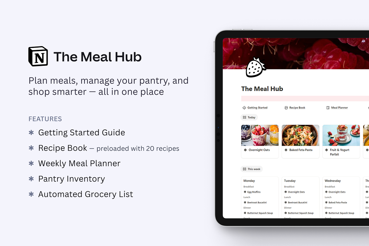 The Meal Hub - Notion Meal Planner, a Templates & Theme by mimu creates (Photo 1 of 5)