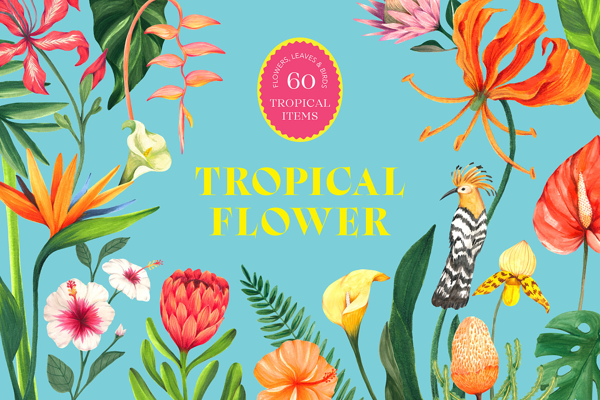 Tropical Summer Flowers, an Illustration by Manimanisa (Photo 1 of 9)