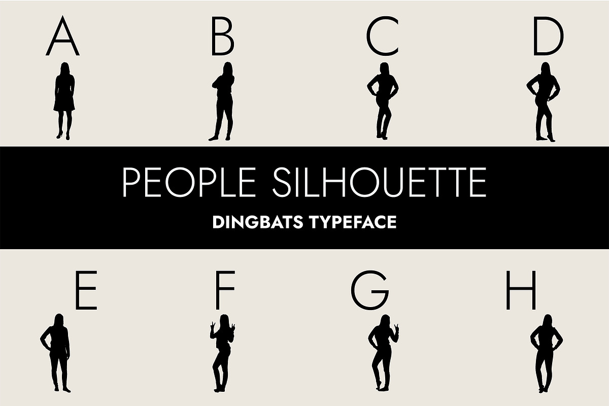 People Silhouettes Dingbats Font, a Symbol Font by Minimalartstudio (Photo 1 of 8)