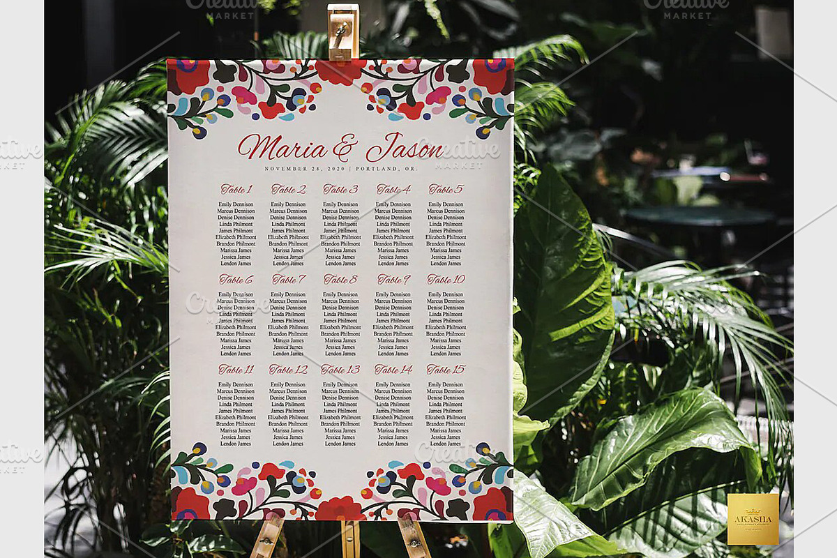 Mexican Seating Chart | CANVA, a Stationery Template by Creative Market (Photo 3 of 4)