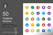 Hygiene Routine Flat Round Icons, an Icon by IconBunny (Thumbnail 1 of 2)