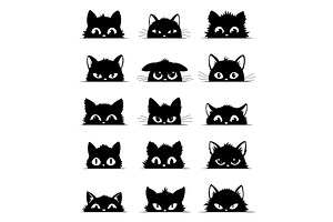 Black cats peeking out window, an Animal Illustration by Things for designers