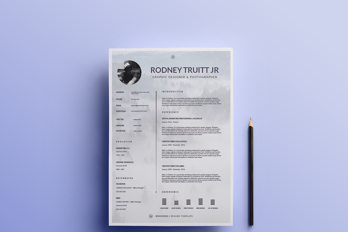 WEEKENDS | Resume Template, a Resume Template by Rodney Truitt Jr (Photo 1 of 3)